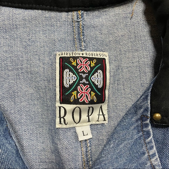 Hairston Roberson Ropa Vintage Denim Vest Cowboy Cowgirl Aztec Pattern Large - Picture 2 of 7